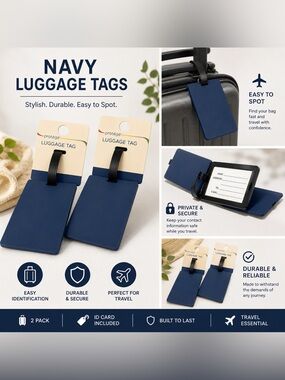Navy Blue Silicone Travel Tags